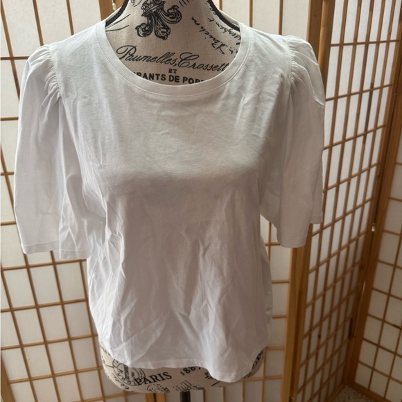 NWT Paige White Matcha Puff Sleeve T Size M - Picture 7 of 7